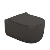 Унитаз BERGES подвесной EGO XL матовый антрацит Rimless 54 см, сиденье EGO XL Slim SO матовый антрац