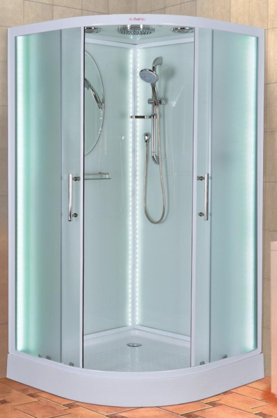 Кабина полукруглая с крышей и LED освещением ES-L110CR.   Размер: 110 х 110 х 210