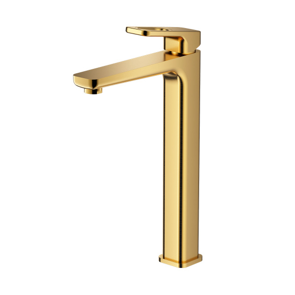 Смеситель Raglo для раковины высокий монолитный, сатин золотой R51.15.03