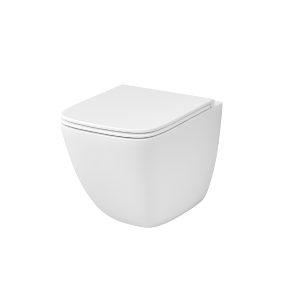 Унитаз подвесной Grossman (485х345х400) безободковый,белый с тонкой крышкой,микролифт,смы GR-4497SQC