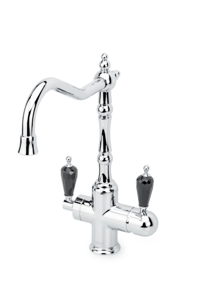 Смеситель для кухни с краном TRADIZIONALE CHROMO с черным кристаллом SW