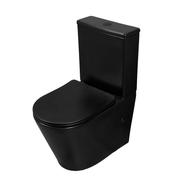 Унитаз-компакт Azario Black Queen 370х605х800 безободковый, с быстросъемным сиденьем микролифт, черный матовый () AZ-8380