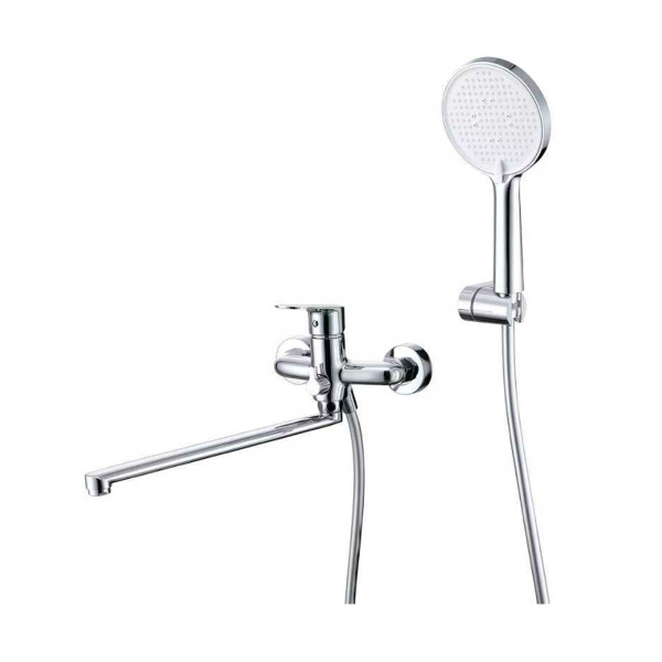 Смеситель Splenka S41.22 для ванны и душа универсальный поворотный излив 35 см, хром