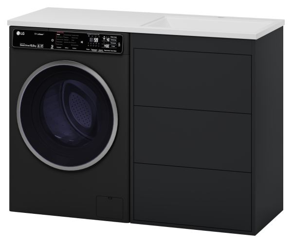 Тумба Brevita Grafit 60 под стиральную машину (графит) с раковиной Misty Гавана 120 правая