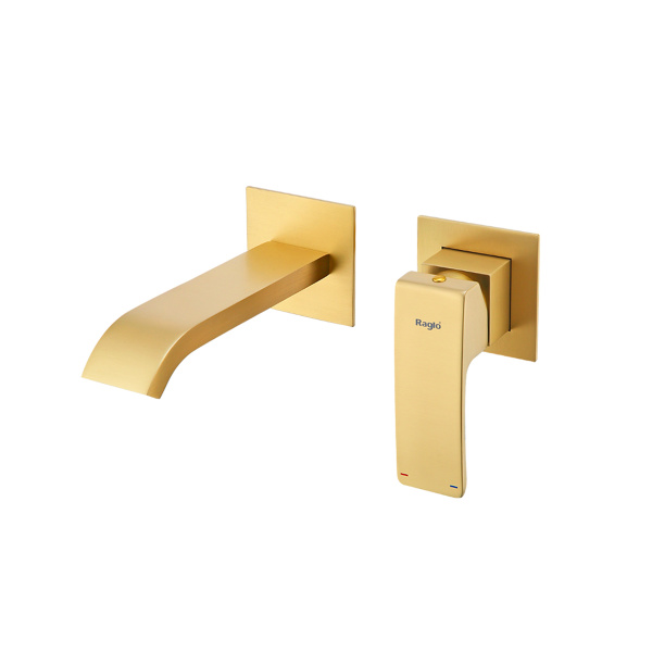 Смеситель Raglo для раковины встраиваемый монолитный, сатин золотой R02.11.03
