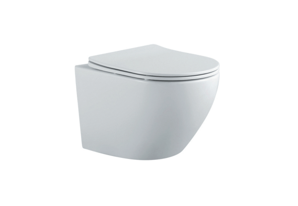 Унитаз подвесной безободковый AQUATEK ЕВРОПА 525*360*320 мм, белый матовый, горизонтальный выпуск, тонкое сиденье с механизмом плавного закрывания, крепеж AQ1901-MW