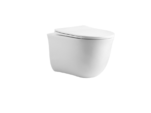 Унитаз подвесной безободковый AQUATEK КЛАССИК 525*365*340 мм, горизонтальный выпуск, тонкое сиденье с механизмом плавного закрывания, крепеж AQ1111-00