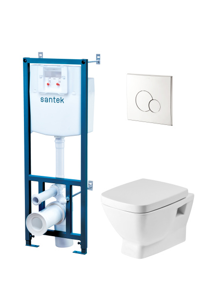 ПЭК Santek Нео 1WH501543 подвесная чаша + инсталляция + сиденье микролифт + панель хром