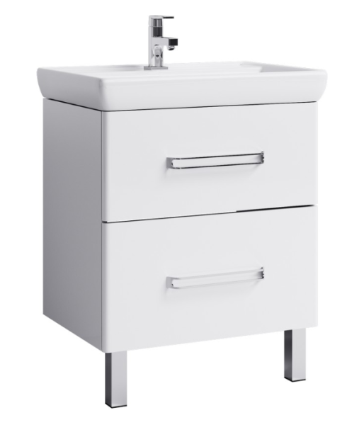 Напольная тумба в белом глянцевом цвете с двумя ящиками