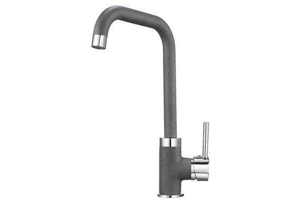 Смеситель для кухни однорыч. ГРАФИТ, черно-сер., GRANULA