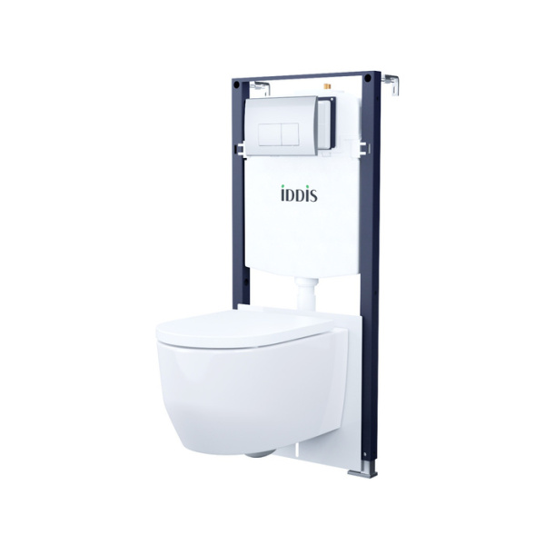 Комплект 3в1: подвесной унитаз, инсталляция и клавиша смыва хром, Basic, IDDIS, BASAI01i73