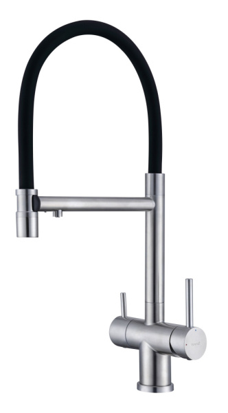 Смеситель Splenka S70.63.05 для кухни с подключением к фильтру съёмный гибкий излив с магнитным фиксатором, сатин