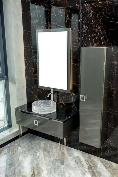 Столешница стекло 80см прямая Глянцевый Графит