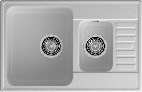 GranFest QUARZ (ECO-21К) Мойка 1.5-чаш+кр. 740*480 (серый)
