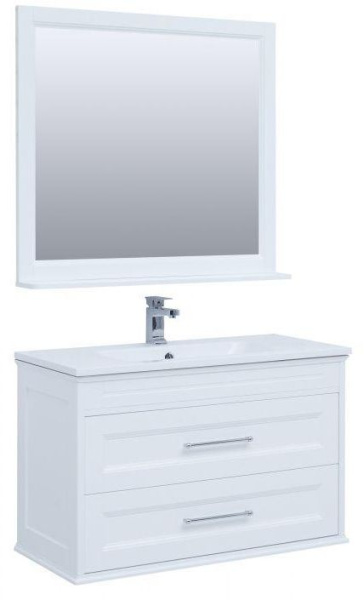 Комплект мебели для ванной Aquanet Бостон М 100 белый (лит. мрамор)