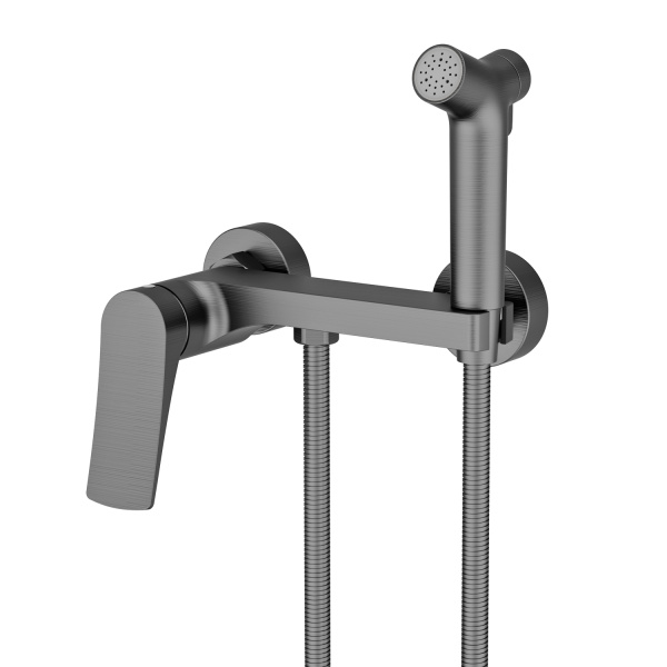 Смеситель Splenka настенный с гигиеническим душем графит
