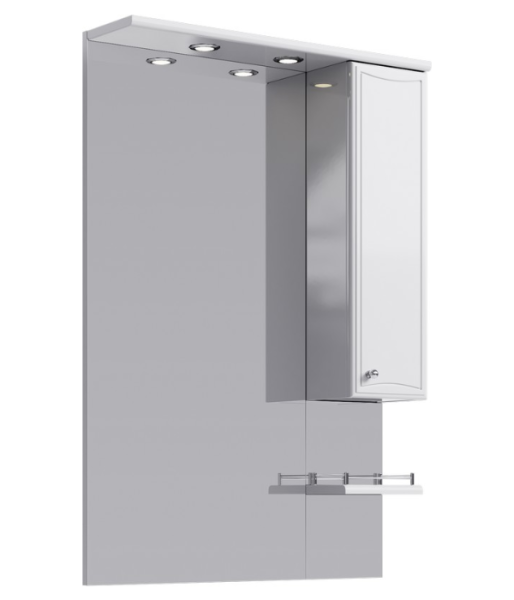 Зеркало с полочкой, шкафчиком, а также светодиодной подсветкой,включателем и розеткой