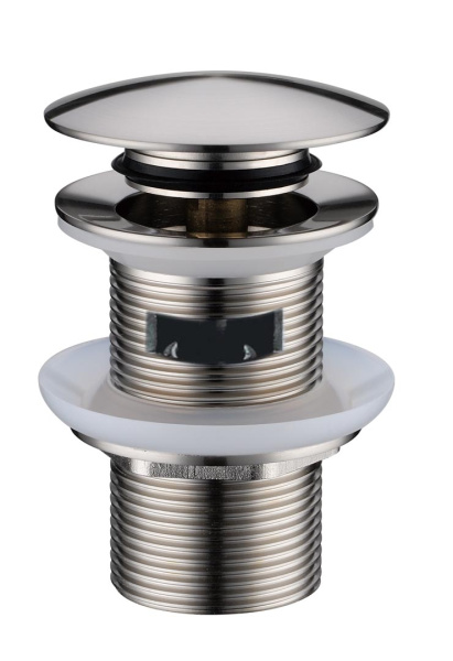 Слив для раковины, автомат(клик-клак) Nikel Brush с переливом в магазинах СантехГид