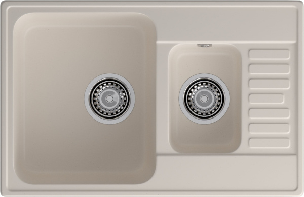 GranFest QUARZ (ECO-21К) Мойка 1.5-чаш+кр. 740*480 (белый)