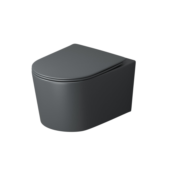 Унитаз подвесной Grossman (520х360х365) безободковый,смыв торнадо,серый матовый с тонкой GR-4499GMSQ