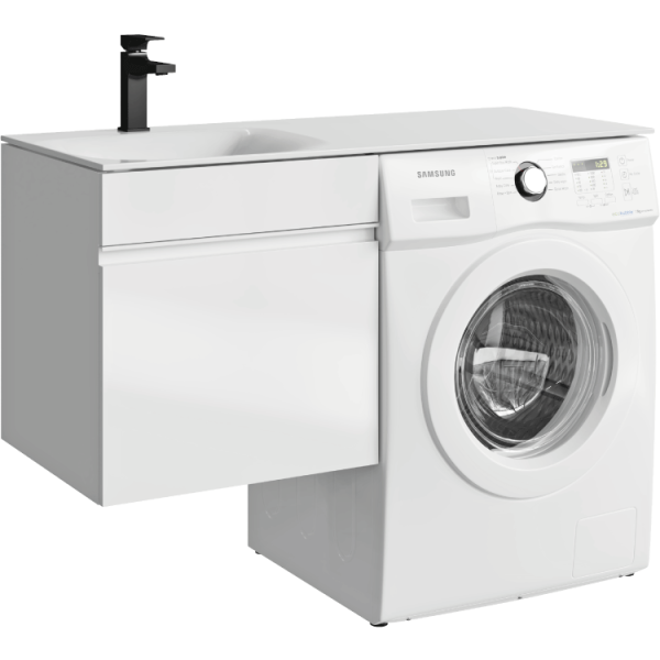 Подвесная тумба под стиральную машину с одним ящиком 115 см, цвет белый