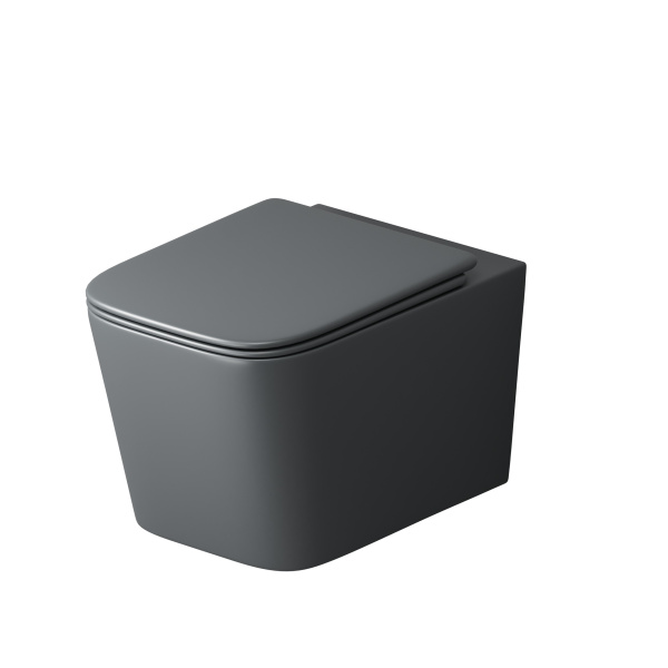 Унитаз подвесной Grossman (485х340х290) безободковый,смыв торнадо,серый матовый GR-4404GMSQ