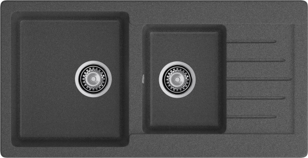 GRANFEST Мойка композит PRACTIK GF-P--980KL  2 чаши с  крылом 980*510 мм графит арт.GF-