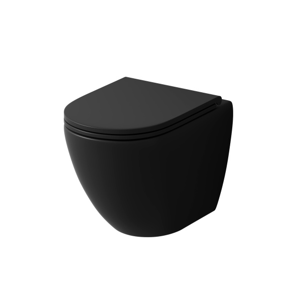 Унитаз подвесной Grossman (485х360х320) безободковый,черный матовый с тонкой крышкой GR-4455BMSQ