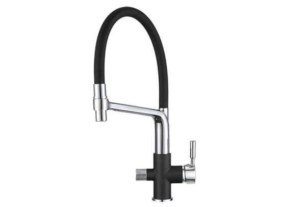 Смеситель для кухни однорыч. ЧЁРНЫЙ, с подкл. для питьевой воды, GRANULA