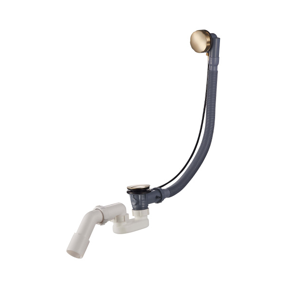 Слив-перелив для ванны Raglo R600.30.03 полуавтоматический (с тросиком), латунь/пластик, сатин золотой