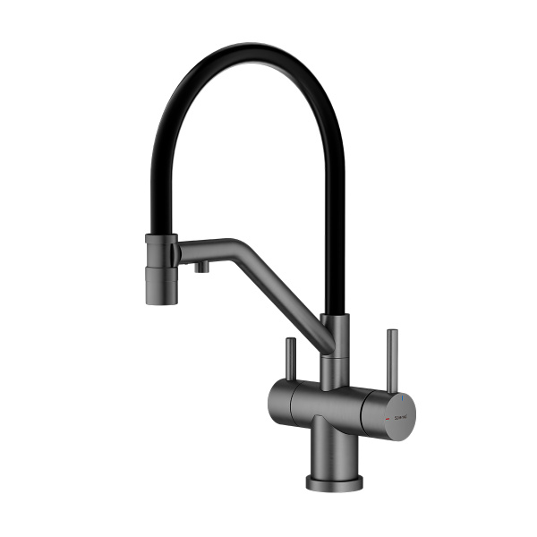 Смеситель Splenka S70.62.09 для кухни с подключением к фильтру съёмный гибкий излив с магнитным фиксатором, графит
