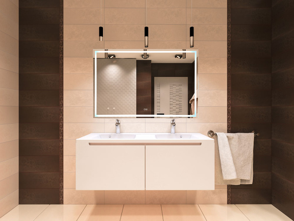 Зеркало Livia 1200х800 - 2 (двойной подогрев, сенсорный выключатель) 