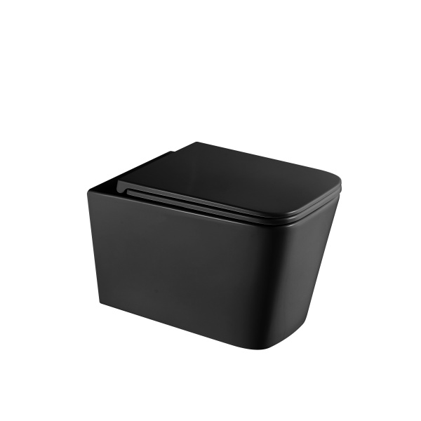 Унитаз подвесной Grossman (530х360х365) безободковый,черный матовый с тонкой крышкой GR-4441BMSQ