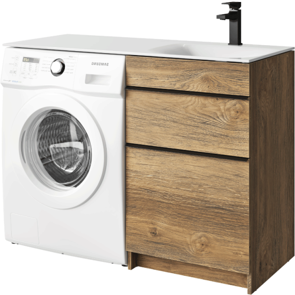 Напольная тумба под стиральную машину с двумя ящиками 115 см, цвет дуб балтийский