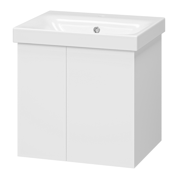 Тумба прямая подвесная Лира - 50 белая + раковина