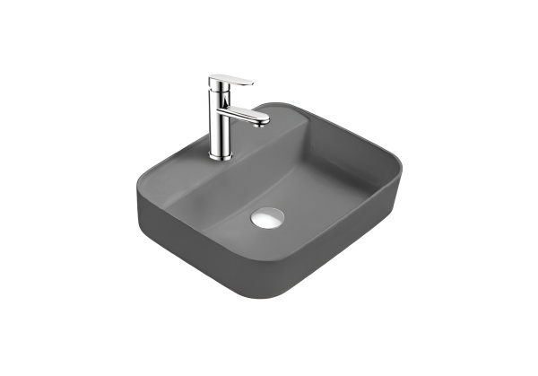 Раковина накладная для установки на столешницу AQUATEK ВЕГА  AQ5506-MG 500*395*140, с отверстием под смеситель, матовый серый в магазинах СантехГид