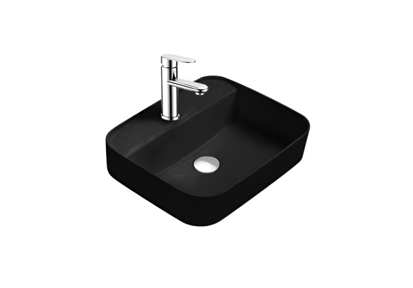 Раковина накладная для установки на столешницу AQUATEK ВЕГА  AQ5506-MB 500*395*140, с отверстием под смеситель, матовый черный в магазинах СантехГид