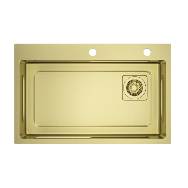 Кухонная мойка Raglo R702.7246.03 из нержавеющей стали в базу от 80см, сатин золотой