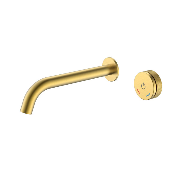 Смеситель автоматический для раковины из стены на 2 отв. TECH Matt Gold