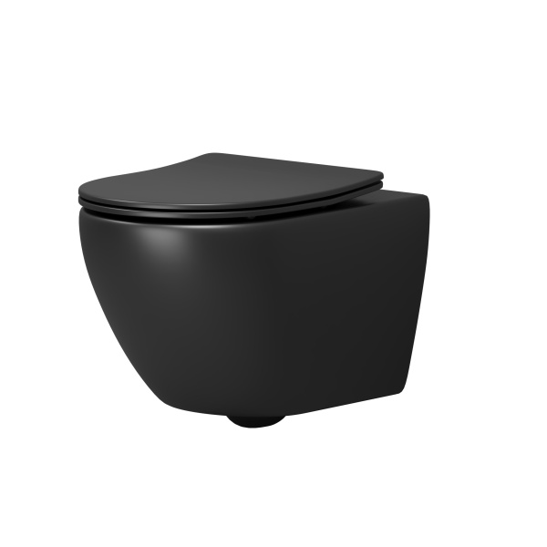 Унитаз подвесной Grossman (520х360х320) безободковый,смыв торнадо,черный матовый GR-4457BMSQ