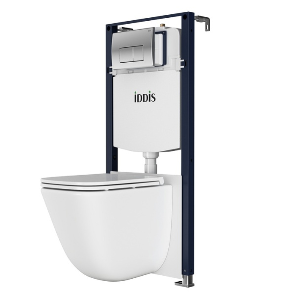 Комплект 3в1: подвесной унитаз, инсталляция и клавиша смыва хром, Basic, IDDIS, BASTQ01i73