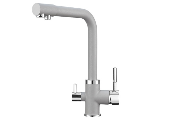 Смеситель для кухни однорыч. АЛЮМИНИУМ, с подкл. для питьевой воды, GRANULA