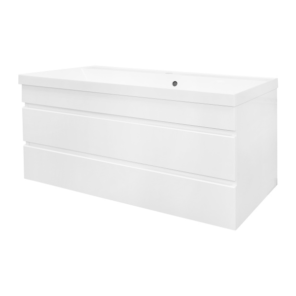 Комплект Azario Тумба Эстима 100/2 995х447х555 подвесная, с раковиной Астория 100, белый глянцевый () CS00094585