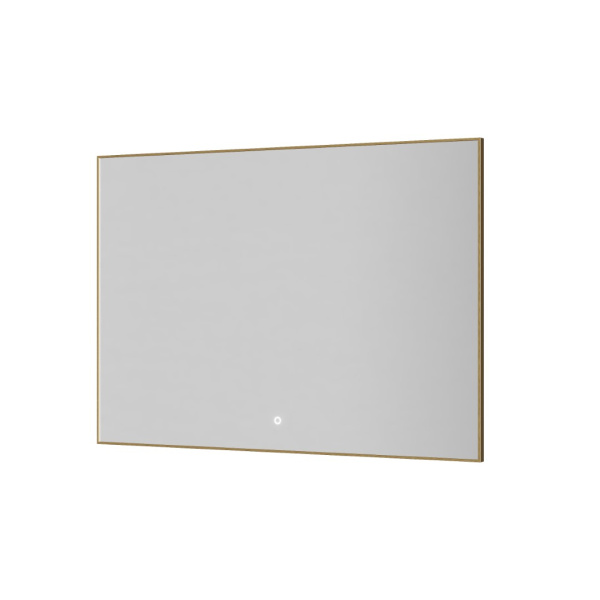 Прямоугольное зеркало , мет. рама, подсв., сенсор, антизапотевание, 100*70 MATT GOLD 