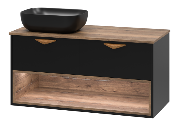 Тумба под раковину Brevita Bergen 105 с подсветкой подвесная (черная)