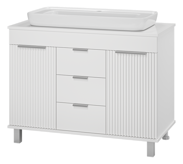 Тумба напольная 3 ящ. белая мат. эмаль + раковина ENFIDA -100 Т