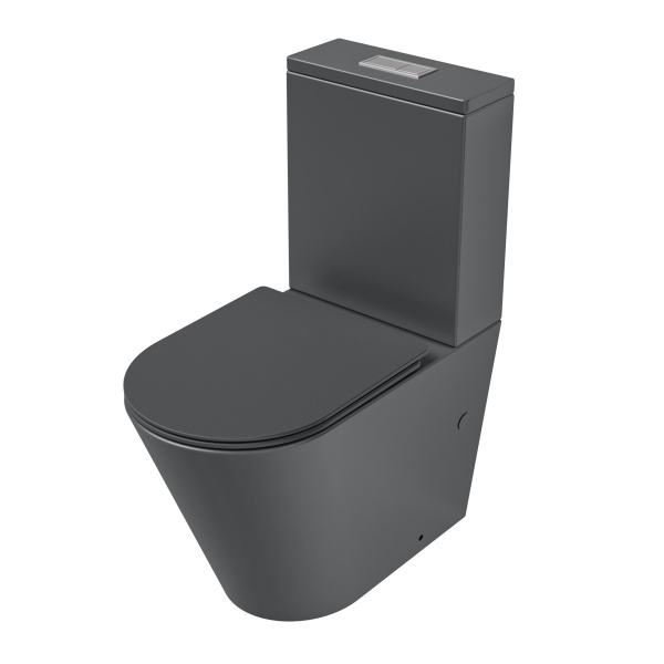 Унитаз напольный Grossman (640х360х835) безободковый,серый матовый с тонкой крышкой,микр GR-4458GMSQ