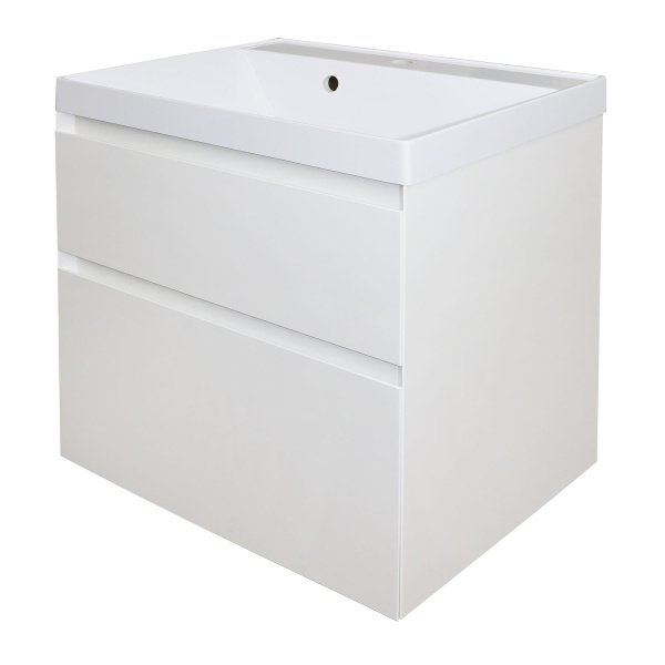 Комплект тумба Azario Velluto 60 600х450х660 подвесная, с раковиной Slim 60, белый матовый () CS00088601
