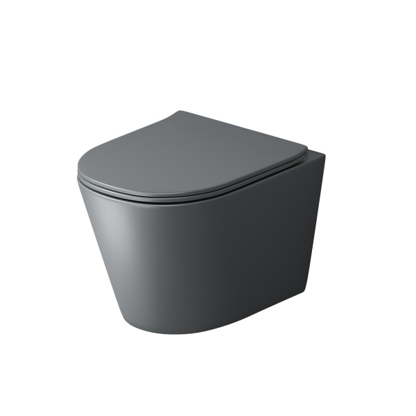 Унитаз подвесной Grossman (485х360х330) безободковый,смыв торнадо,серый матовый GR-4477GMSQ