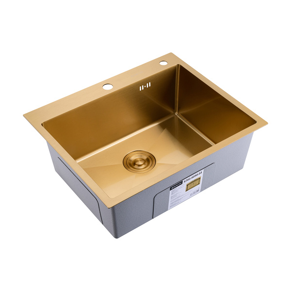 Кухонная мойка Splenka S702.6050.03 из нержавеющей стали в базу от 60см, сатин золотой
